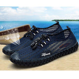 Large Size Men Mesh Fabric Hand Stitching Soft Sole Casual Shoes