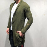 Fashion Green Fruit Collar Men's Long Cardigan Sweaters