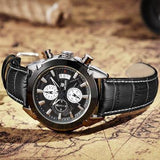 Men's Fashion Leather Waterproof Quartz Watch