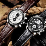 Men's Fashion Leather Waterproof Quartz Watch