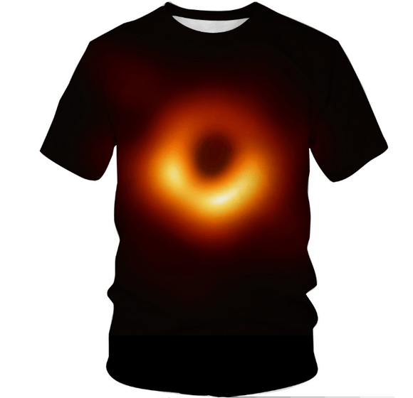 3D black hole digital print T-shirt