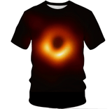3D black hole digital print T-shirt