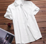 Men's Baggy Cotton Linen Solid Short Sleeve Button Retro T-Shirts