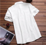 Men's Baggy Cotton Linen Solid Short Sleeve Button Retro T-Shirts
