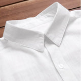 Men's Baggy Cotton Linen Solid Short Sleeve Button Retro T-Shirts