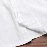 Men's Baggy Cotton Linen Solid Short Sleeve Button Retro T-Shirts