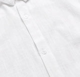 Men's Baggy Cotton Linen Solid Short Sleeve Button Retro T-Shirts