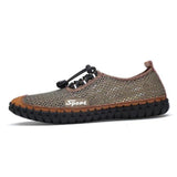 Large Size Men Mesh Fabric Hand Stitching Soft Sole Casual Shoes