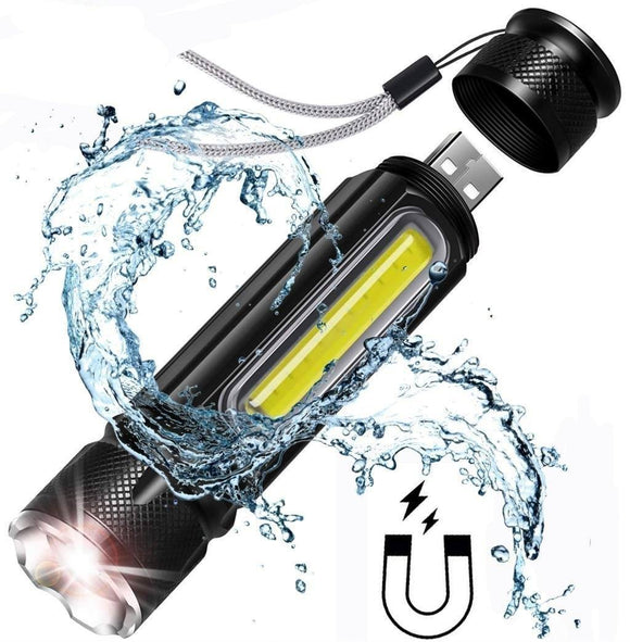 Magnetic LED Tactical Flashlight - Powerful, Multifunctional & USB Chargeable